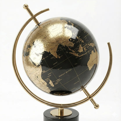 Globo Terráqueo Decorativo Premium - Diseño Moderno con Base Sólida - Pieza para Escritorio, Oficina y Hogar - Mapa Mundial
