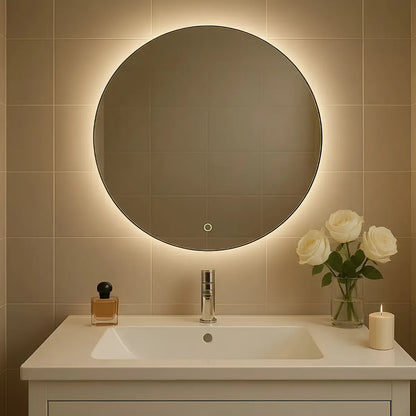 Espejo LED Redondo para Baño 50 cm Touch – 3 Tipos de Luz | Montaje en Pared