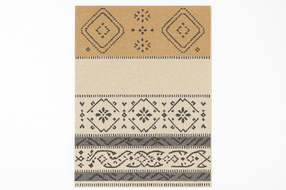 Alfombra Boho Étnica en Tonos Neutros y Grises - KB Home