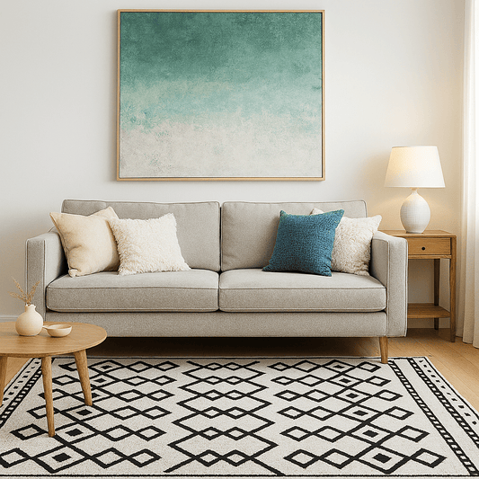 Alfombra Decorativa Blanco & Negro con Diseño Geométrico - KB Home