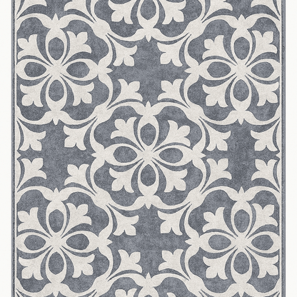 Alfombra Decorativa de Diseño Floral Gris & Blanco - KB Home