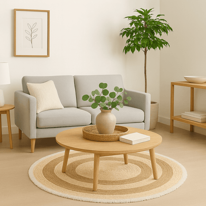 Alfombra Redonda de Yute Natural – Diseño Tejido Artesanal Boho Chic - KB Home