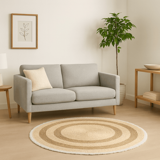 Alfombra Redonda de Yute Natural – Diseño Tejido Artesanal Boho Chic - KB Home