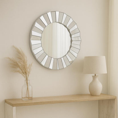 Espejo Decorativo Redondo con Marco Geométrico Espejado - KB Home