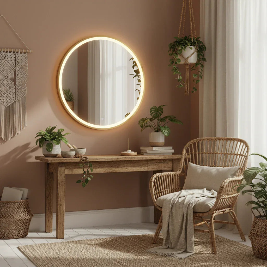 Espejo Redondo 60cm con Luz LED Touch – Iluminación Perimetral para Baño - KB Home