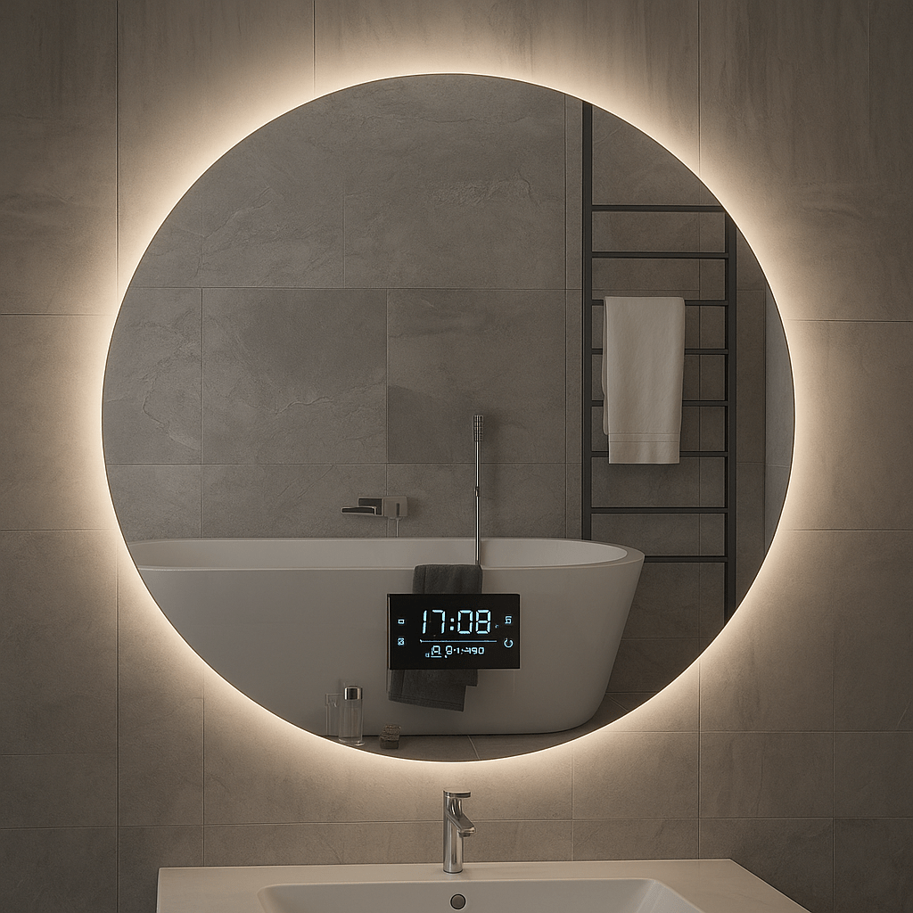 Espejo Redondo con Luz LED y Pantalla Digital - KB Home