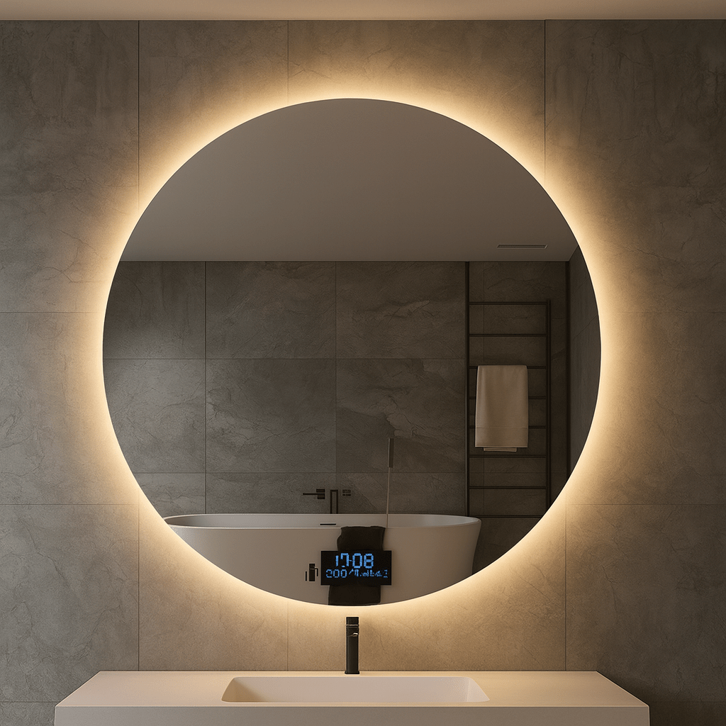 Espejo Redondo con Luz LED y Pantalla Digital - KB Home