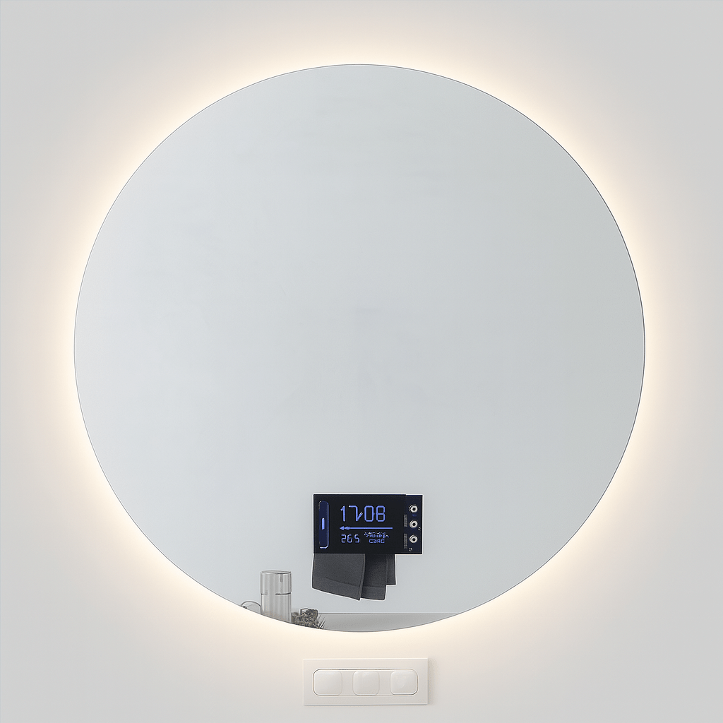 Espejo Redondo con Luz LED y Pantalla Digital - KB Home