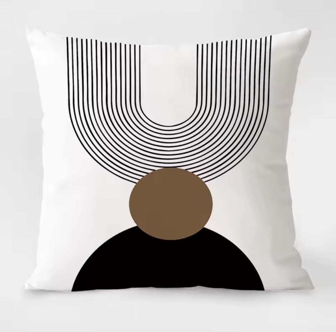 Fundas de Cojín Modernas Geométricas Blanco Negro y Café – Set de 2 Unidades - KB Home