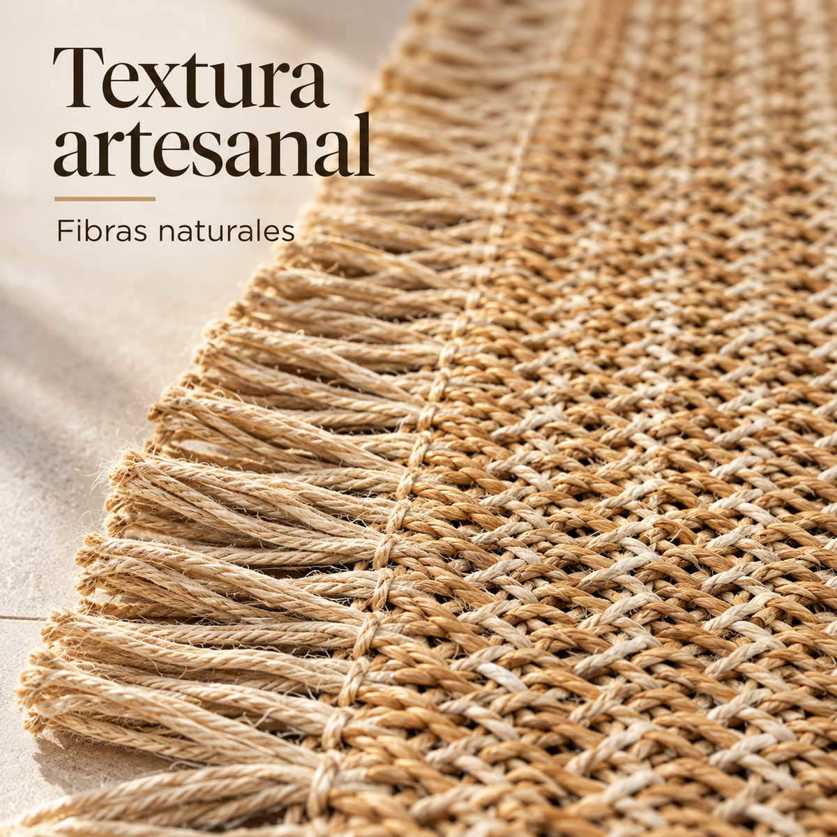Camino de mesa de yute natural 180 x 30 cm con flecos