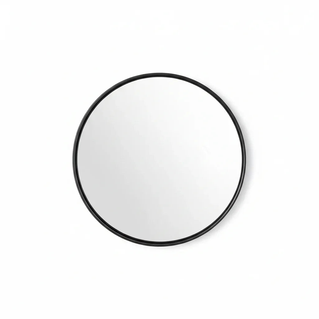 Espejo Redondo Decorativo 60 cm Marco Negro – Estilo Nórdico Minimalista - KB Home