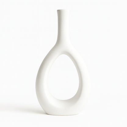 Jarrón Decorativo Blanco con Abertura Central - KB Home