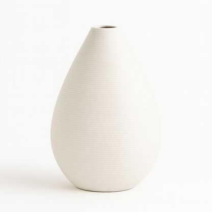 Jarrón Decorativo Blanco en Cerámica – Diseño Gota Minimalista Moderno - KB Home