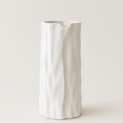 Jarrón Decorativo de Cerámica Blanca Texturizada – Estilo Orgánico - KB Home
