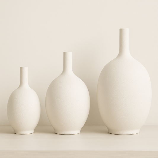 Jarrón Decorativo de Cerámica Blanco Mate - KB Home