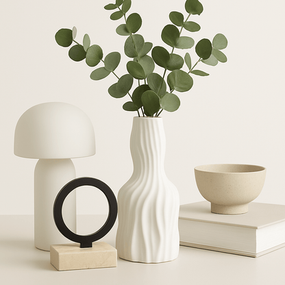 Jarrón Escultura Minimalista en Cerámica Mate - KB Home