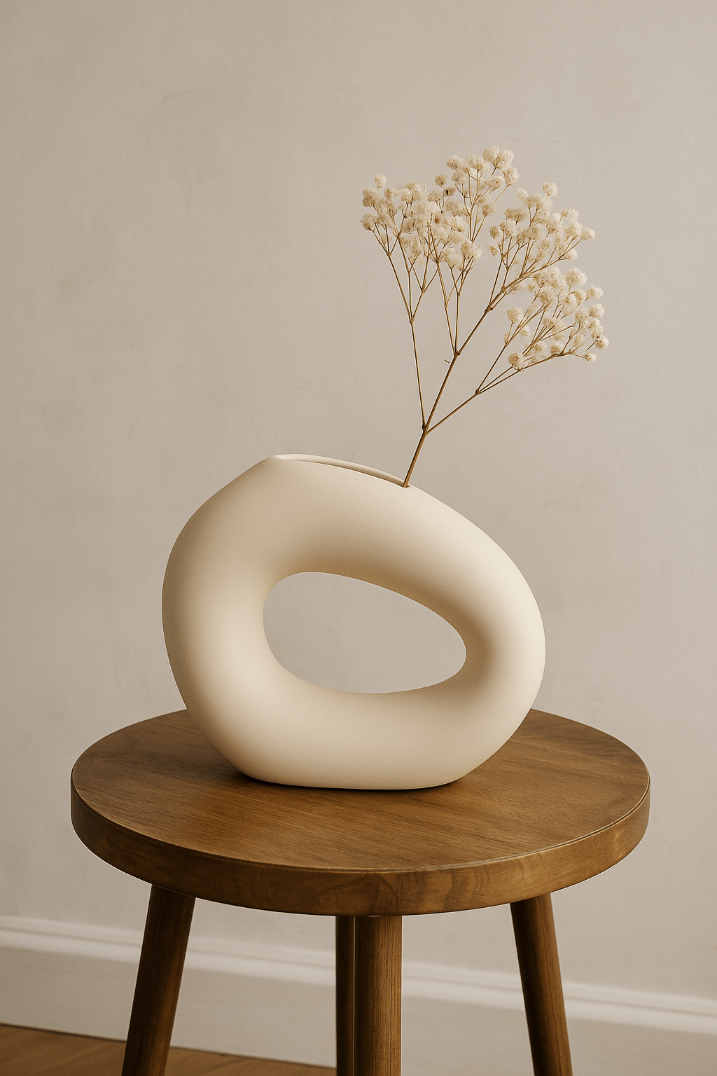 Jarrón Escultural de Cerámica Beige con Diseño Orgánico - KB Home