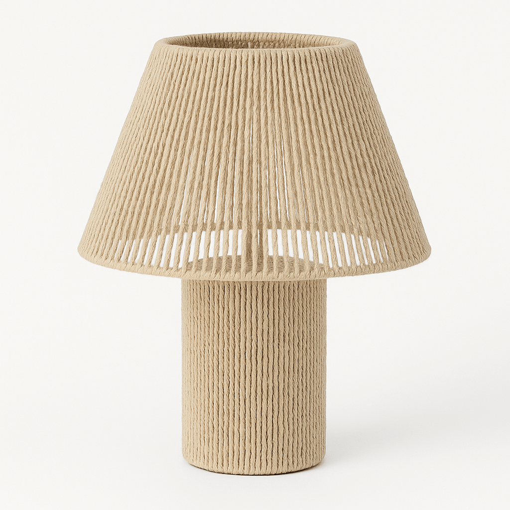 Lámpara de Mesa de Yute Natural Estilo Boho – Iluminación Decorativa Artesanal - KB Home