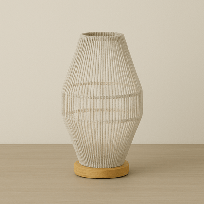 Lampara tejida de hilo con base de madera - KB Home