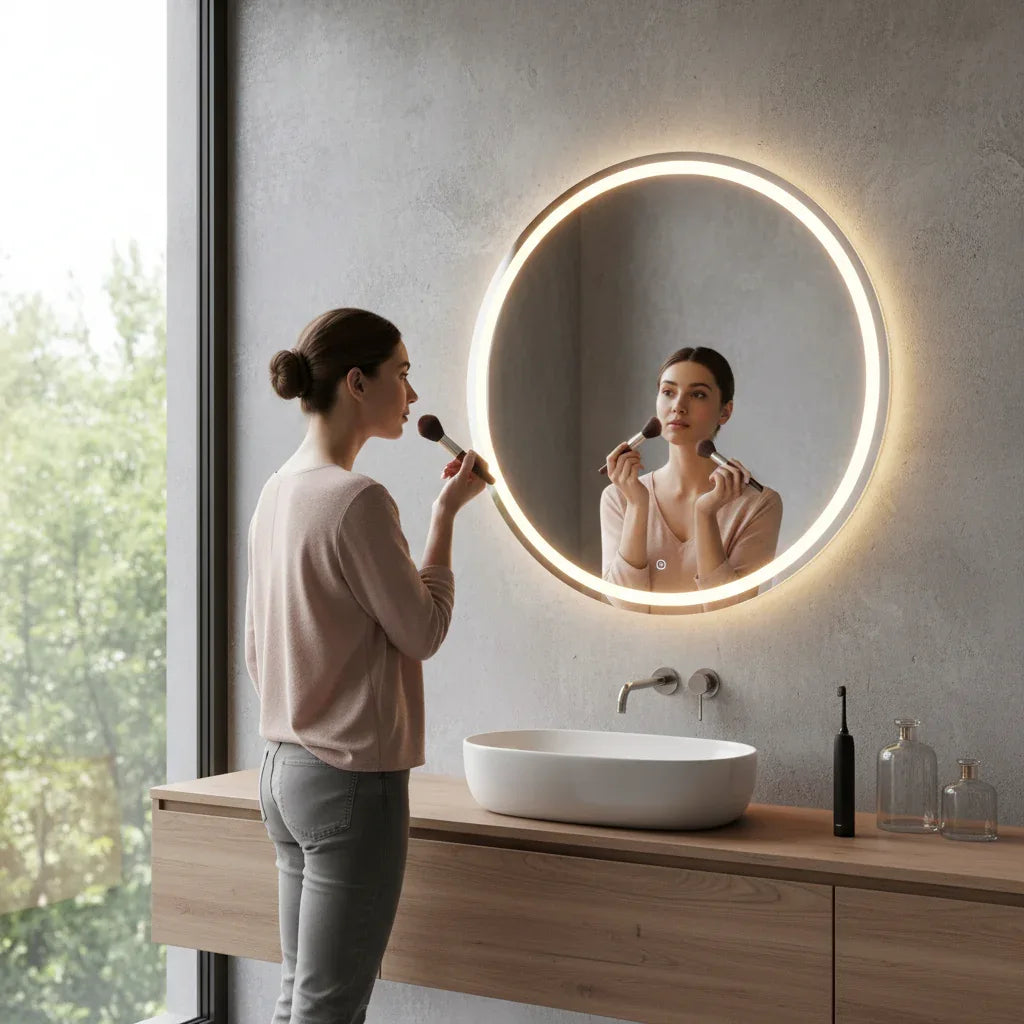 Espejo Redondo 60cm con Luz LED Touch – Iluminación Perimetral para Baño - KB Home