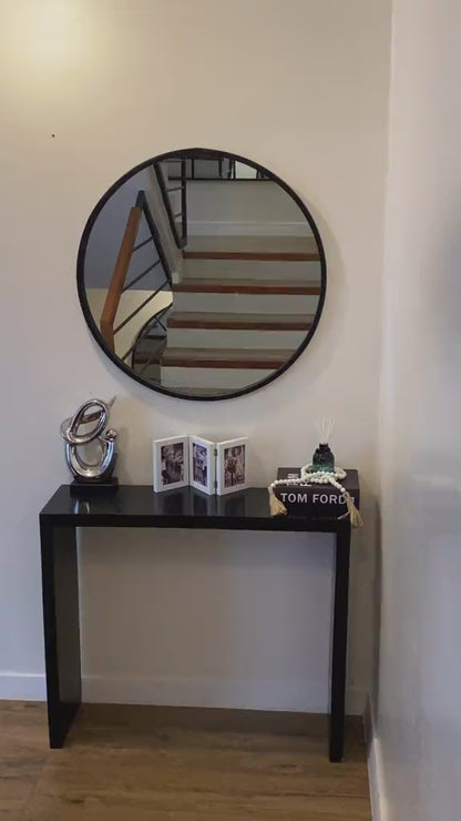 Espejo Redondo Decorativo 70 cm Marco Negro – Estilo Nórdico Minimalista