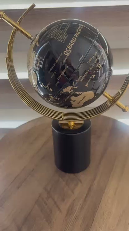 Globo Terráqueo Decorativo Premium - Diseño Moderno con Base Sólida - Pieza para Escritorio, Oficina y Hogar - Mapa Mundial