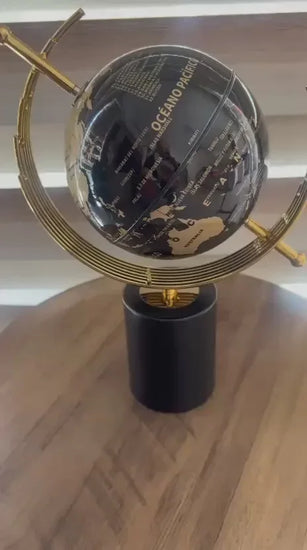 Globo Terráqueo Decorativo Premium - Diseño Moderno con Base Sólida - Pieza para Escritorio, Oficina y Hogar - Mapa Mundial - KB Home