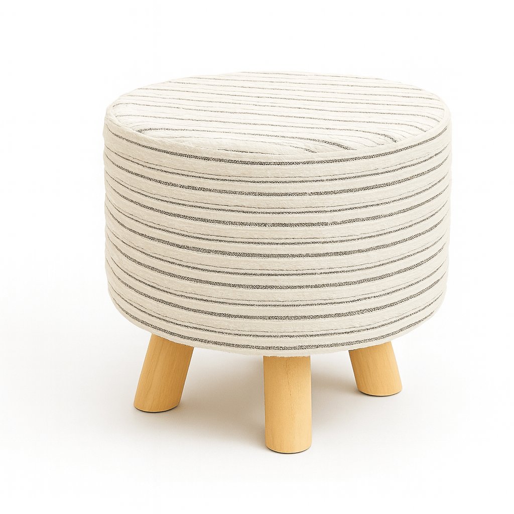 Reposapiés Redondo Beige con Patas de Madera - KB Home