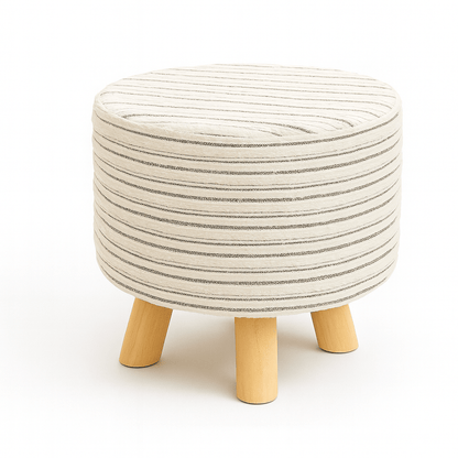 Reposapiés Redondo Beige con Patas de Madera - KB Home