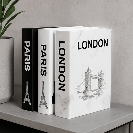 Set de Libros Decorativos de Almacenamiento - Londres, París y Nueva York - KB Home