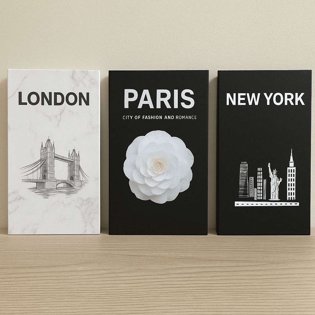 Set de Libros Decorativos de Almacenamiento - Londres, París y Nueva York - KB Home