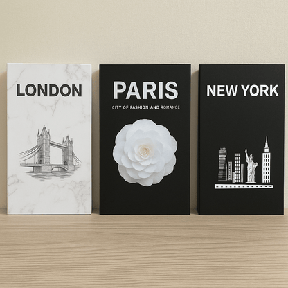 Set de Libros Decorativos de Almacenamiento - Londres, París y Nueva York - KB Home